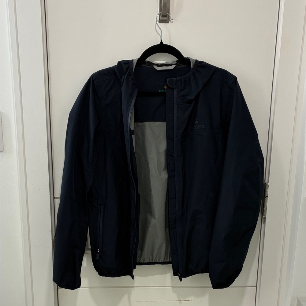 Rolex Women’s Navy Hooded Windbreaker Rain Jacket